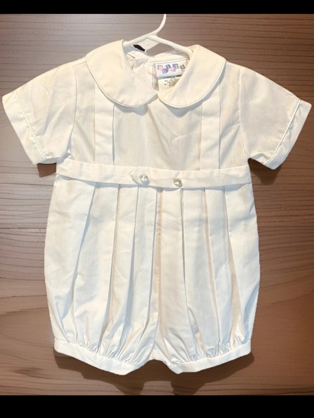 Vintage Alexis Baby Romper 9M, White Peter Pan Collar, Made in USA